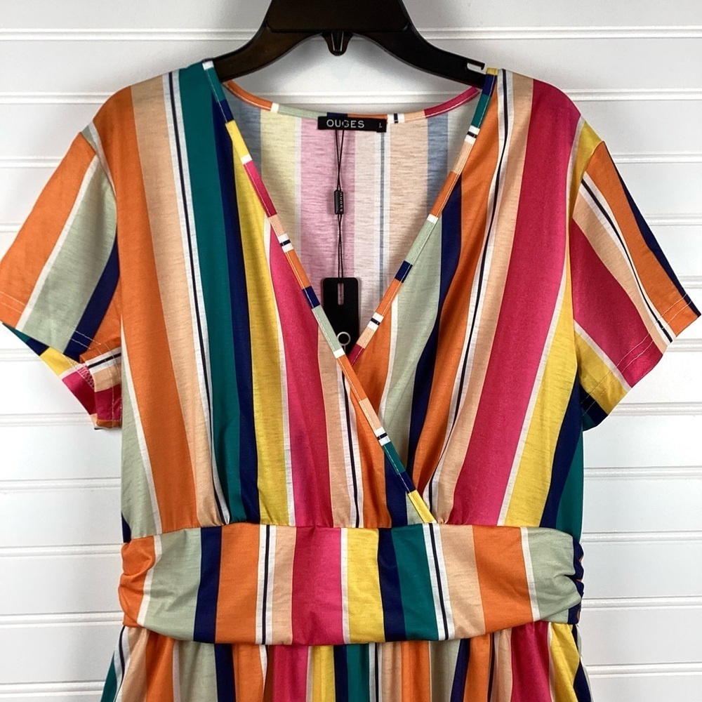 OUGES NWT Women's Summer Short Sleeve V-Neck Part… - image 3